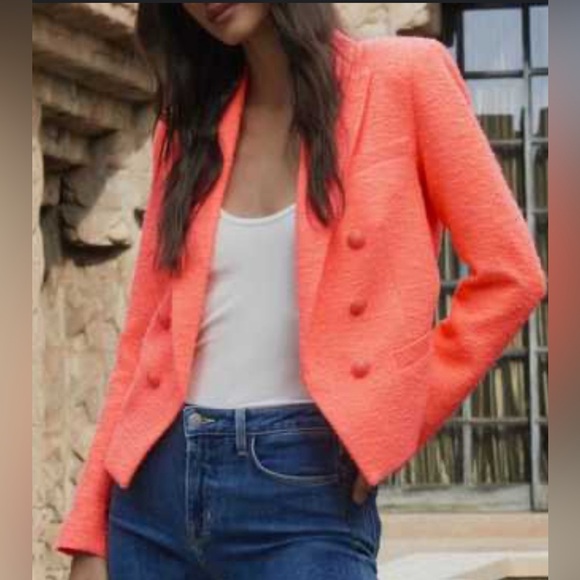 L’Agence Brooke tweed blazer jacket bright orange/j’taime - Picture 1 of 4